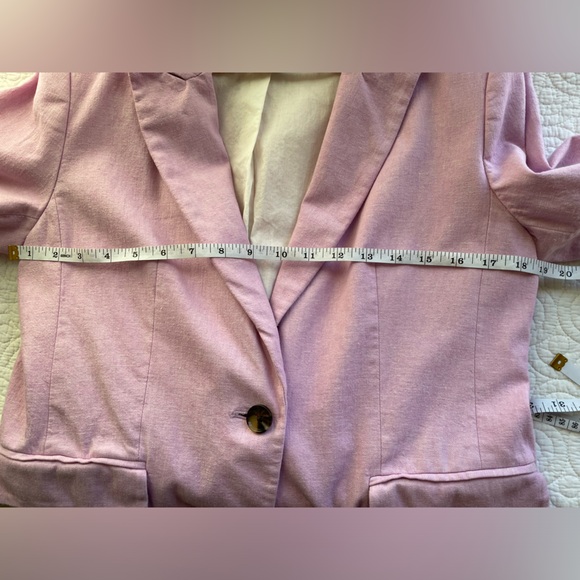 Banana Republic Cotton/Linen Suit Jacket in Pink sz 10 - Picture 6 of 7